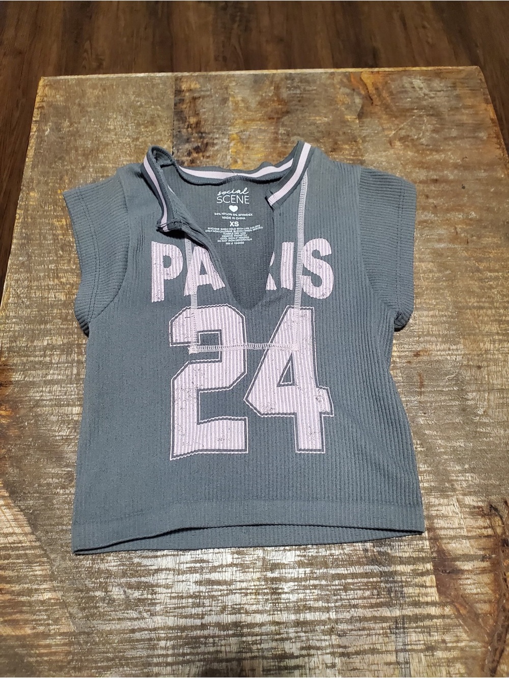 Gray & Pink 'Paris 24' Short Sleeve Top